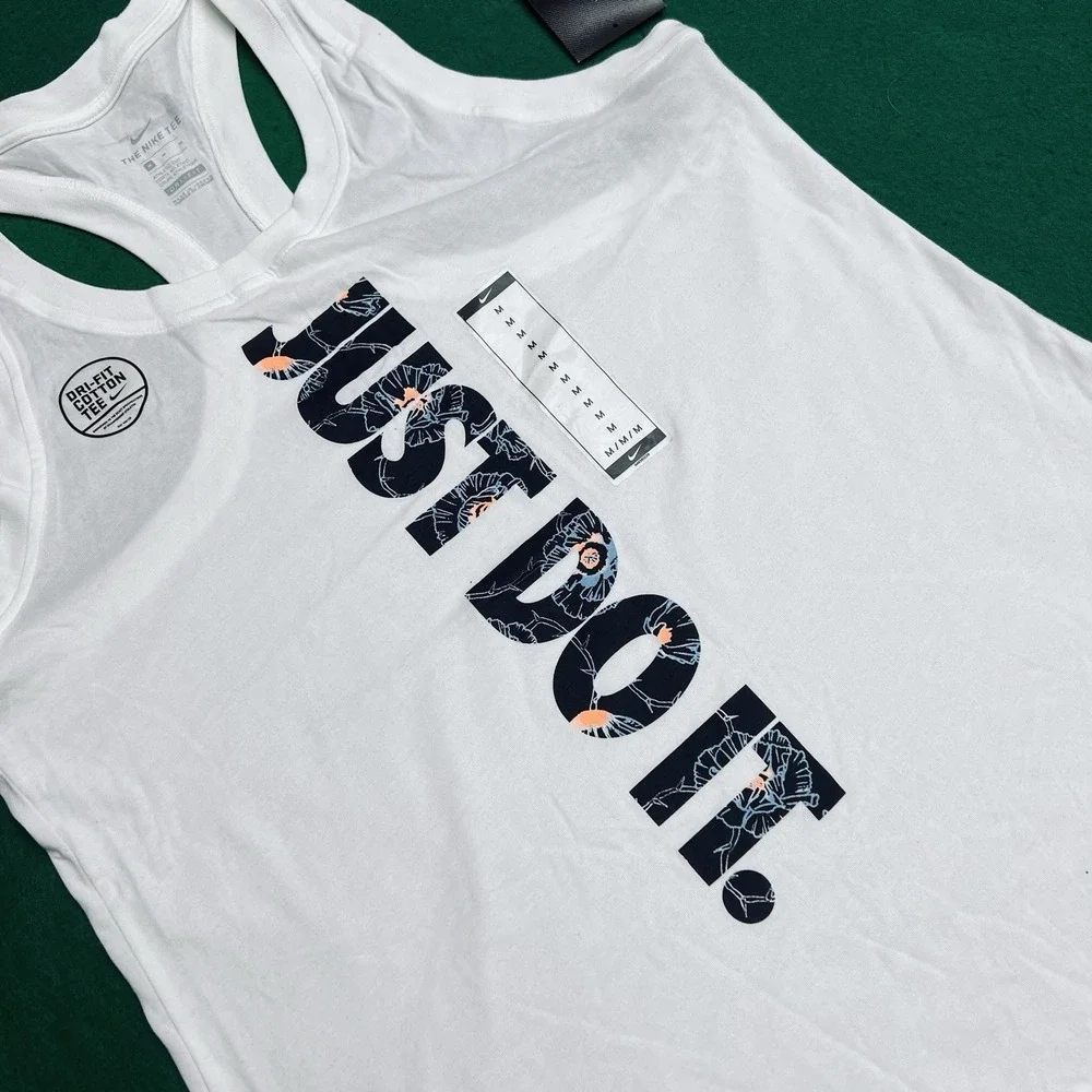 Nike DRI-FIT Women's Size Medium Just Do It Training Tank Top CT7346-569 White